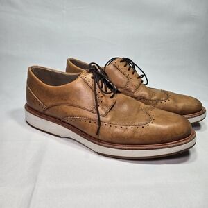 Allen Edmonds Wingtip Derby Tan Leather Oxford Dress Shoes Preppy Luxury